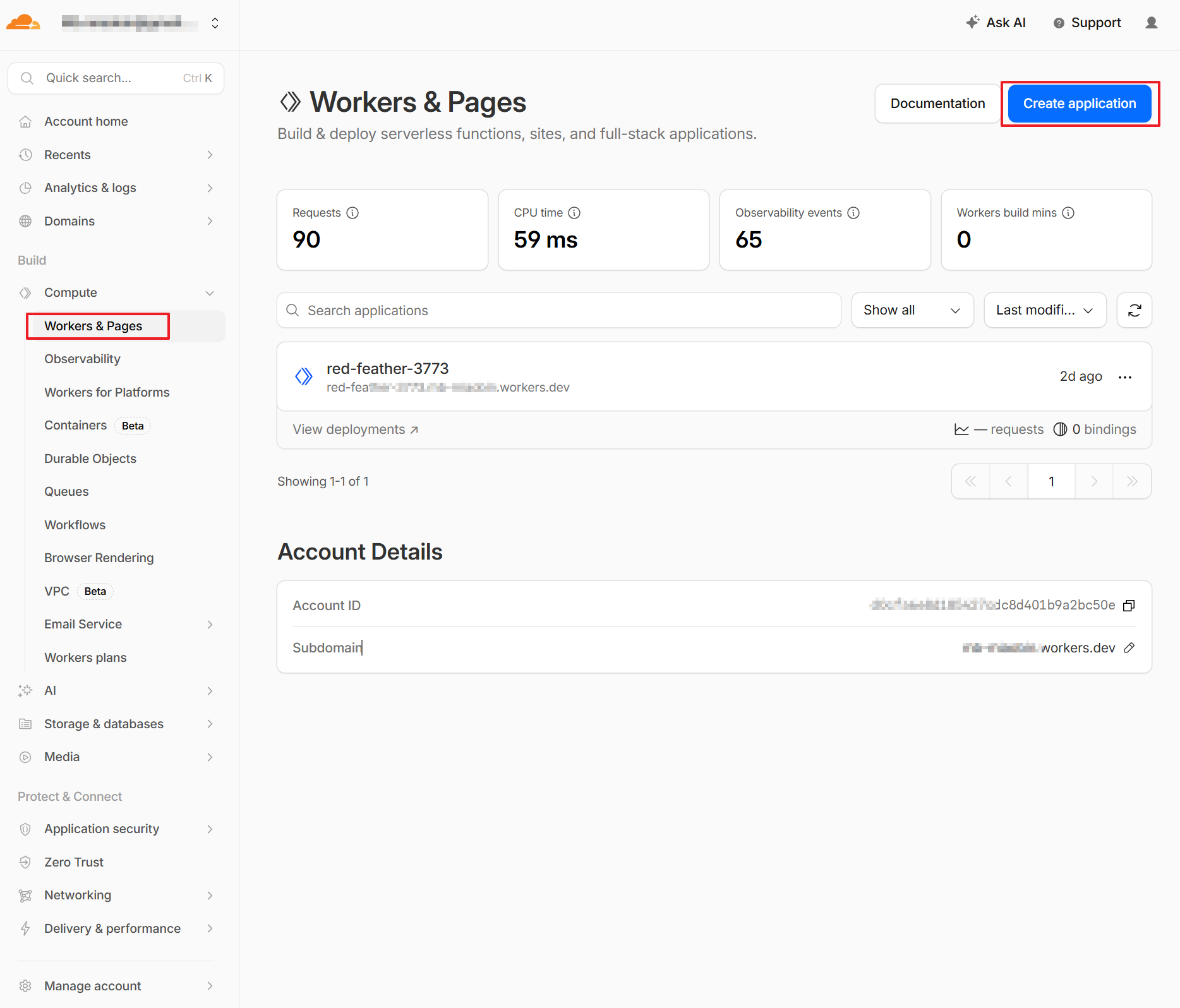 Step 1: Open Workers & Pages and create an application